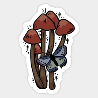 Mushroom and Moth Sticker